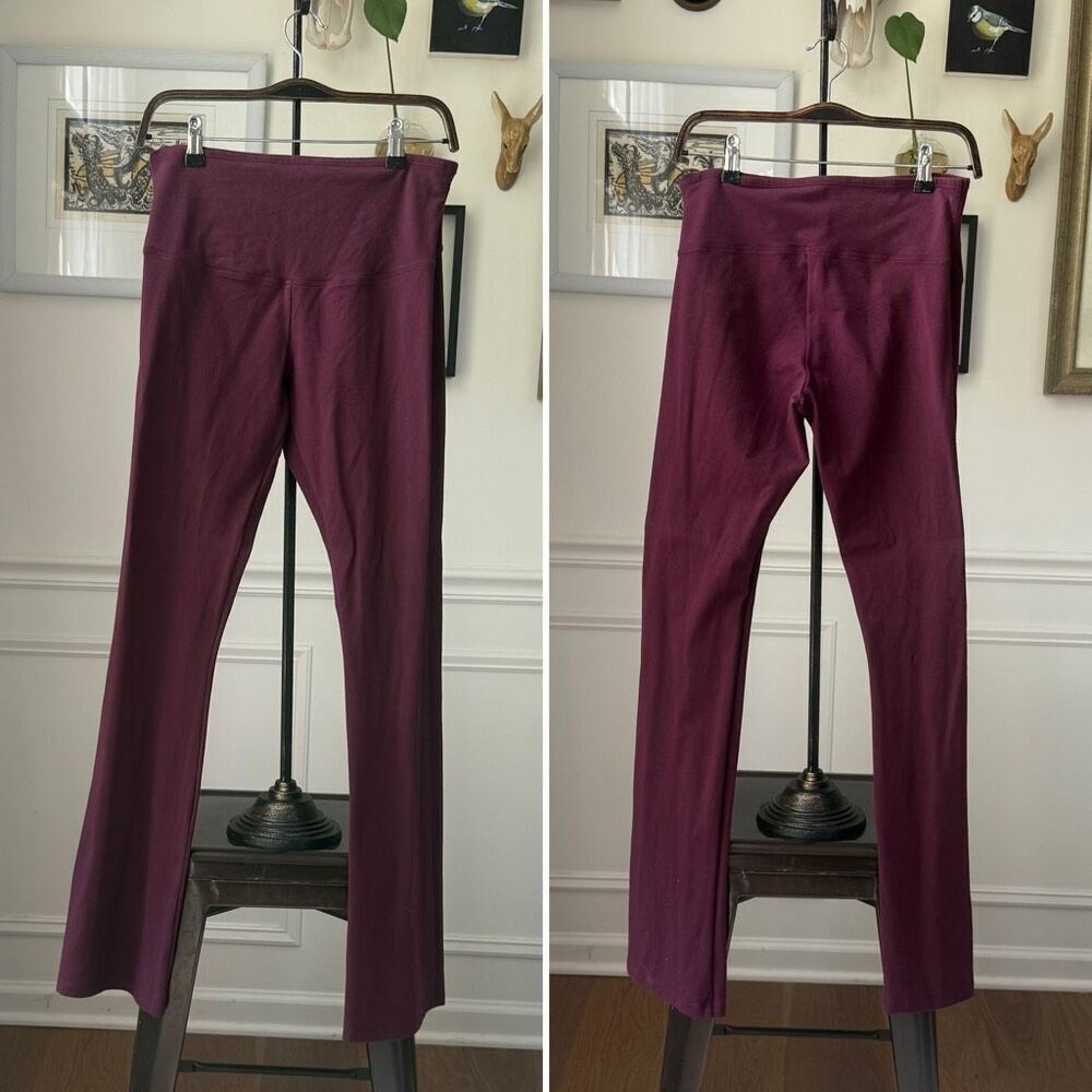 Yummie Shapewear Susie Flare Leggings 360° Sculpt Cotton Burgundy $50 L